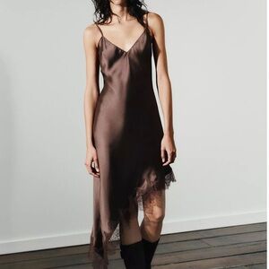 Zara Satin Effect Lace Dress